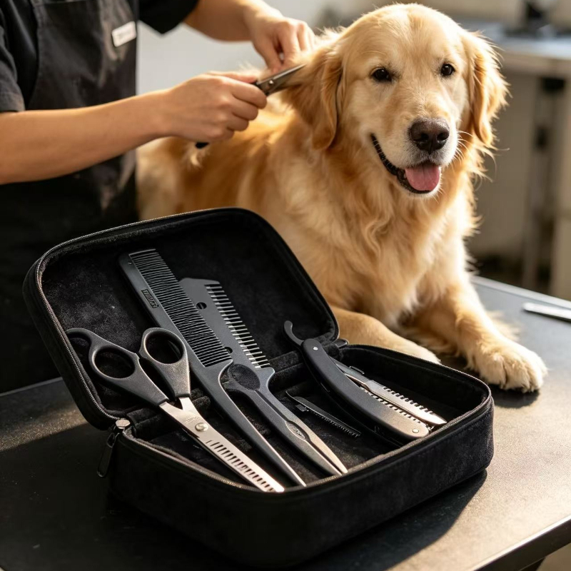 TEMU 7.0 'pet Grooming Scissors - Scissors - Fishbone Scissors - Curved Scissors - Dog Pet Grooming Scissors Set'