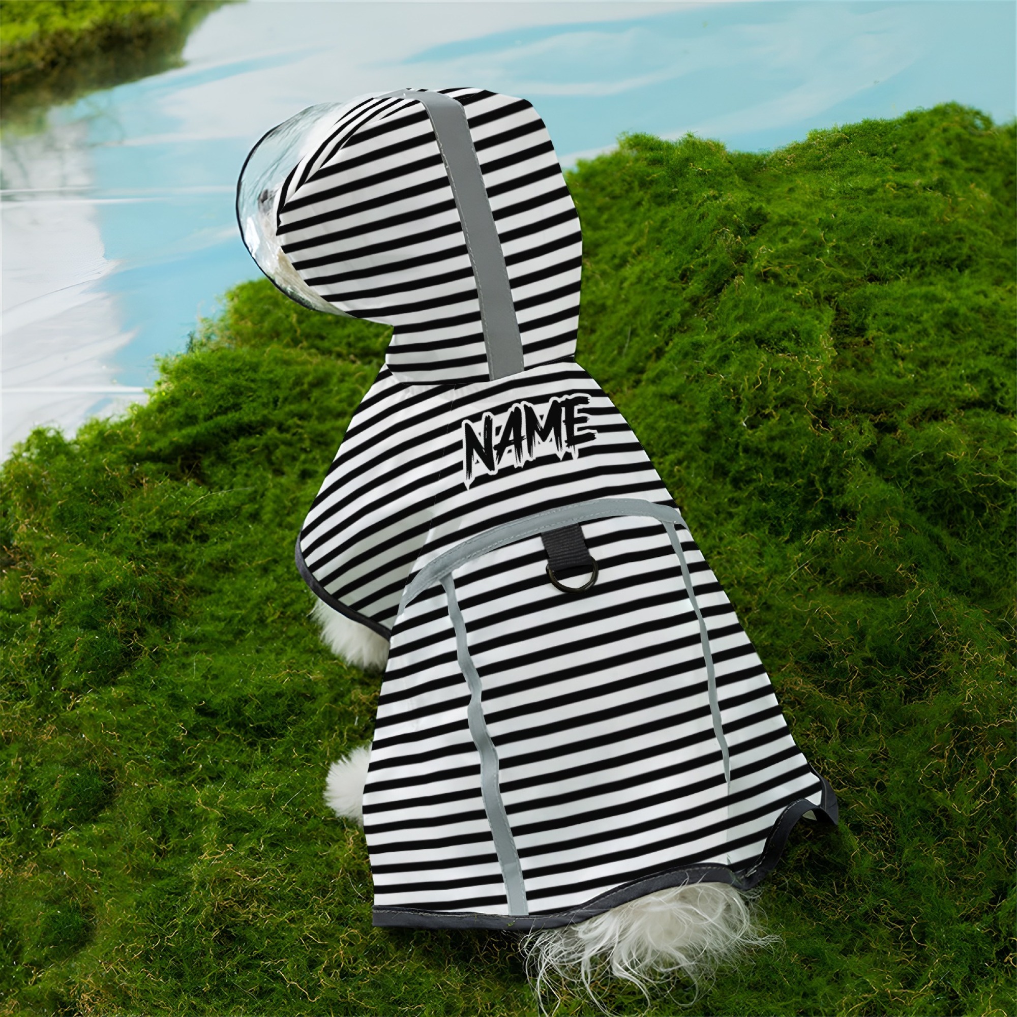TEMU Imperméable pour chien avec lettre personnalisée, manteau pour animaux de compagnie à fil tendu, lavable en machine, réglable, bandoulière