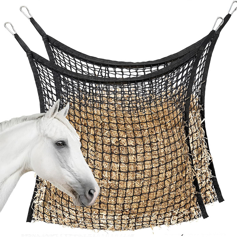 TEMU 2pcs Durable Slow-feeder Hay Net For Horses & Goats/ Wide-opening Design For Easy Loading/ Black & Scheme, 35.43' X '/ High-capacity, Durable