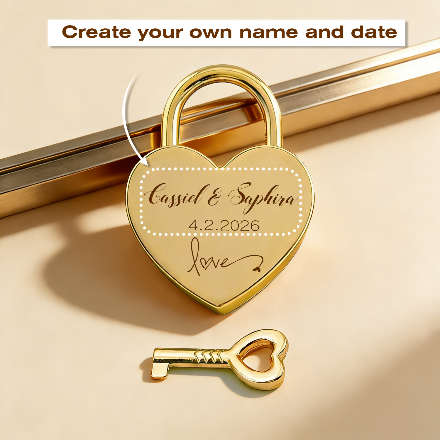 TEMU 1pc Personalized Engraved Wedding Travel Memory Lock, Custom Couples Padlock For Proposal, Bridge, Anniversary And Ceremony, For Couples/lovers,