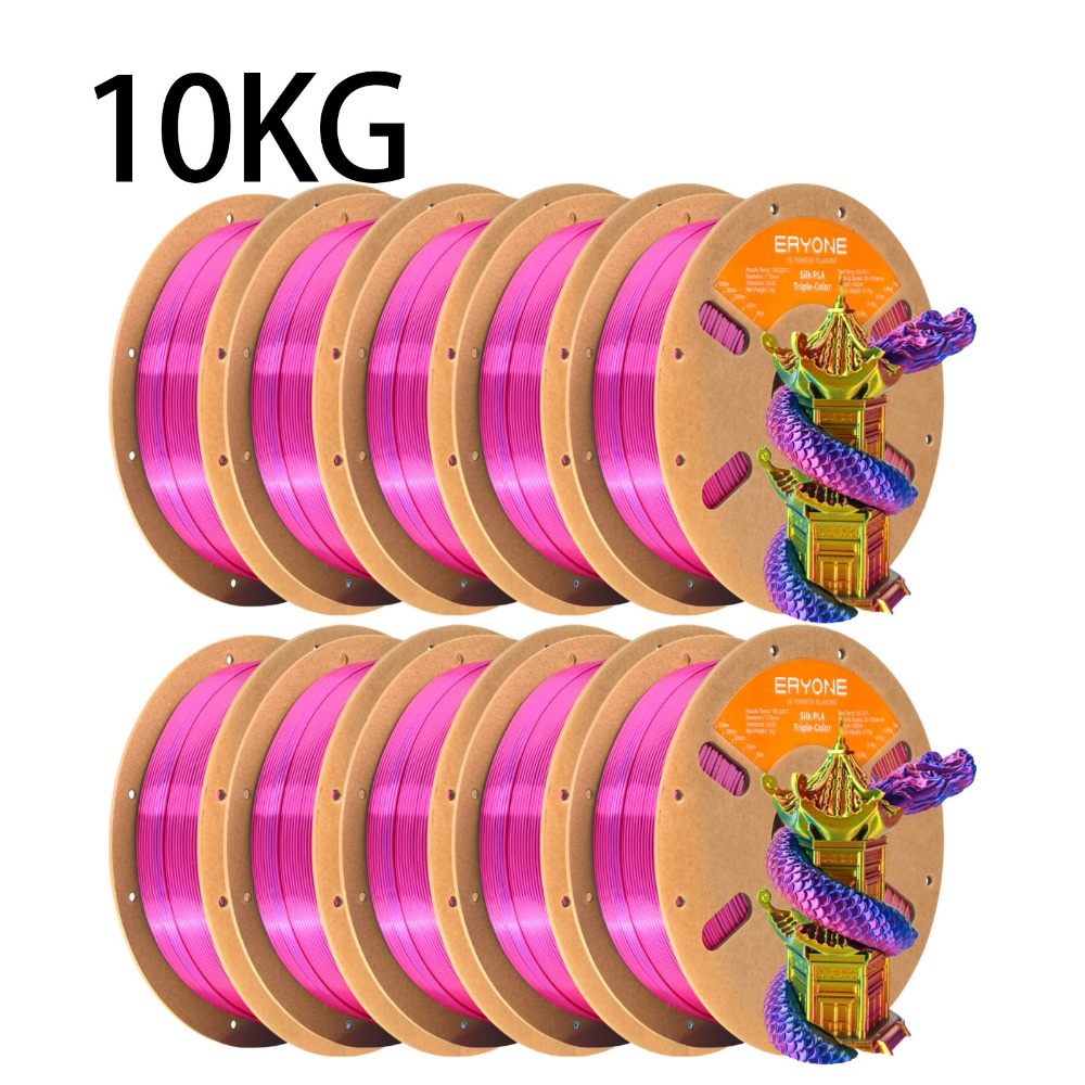 10 Rolls Eryone Pla 3d Printer Filament - Tri-color Compatible For Fdm/fff Printers, 10kg Roll Suitable For Hobbyists, Schools, Businesses, Easy & Transition, 1.75mm Spool For 3d Printing Supplies