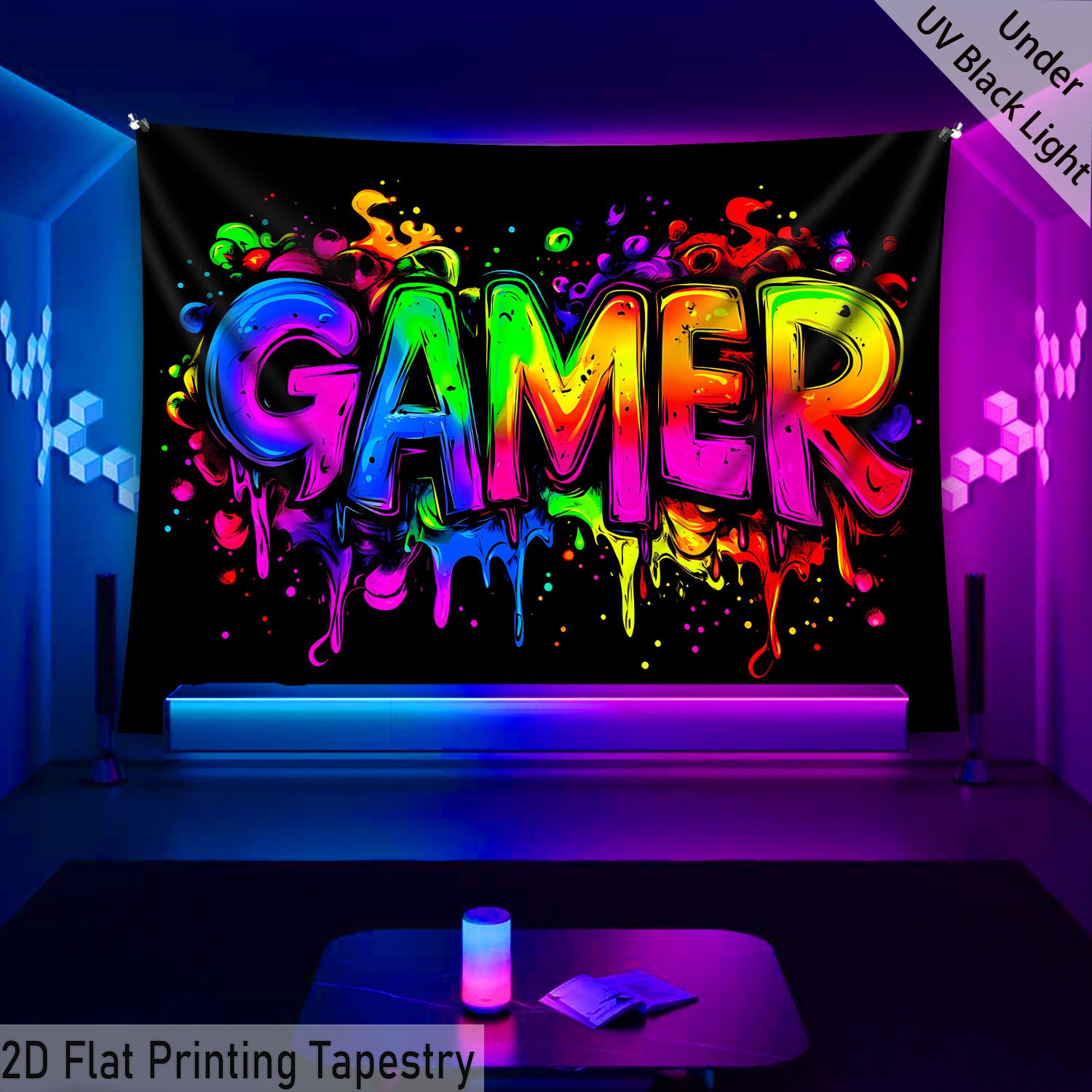Tenture murale fluorescente uv pour décoration d'intérieur_voghion.com