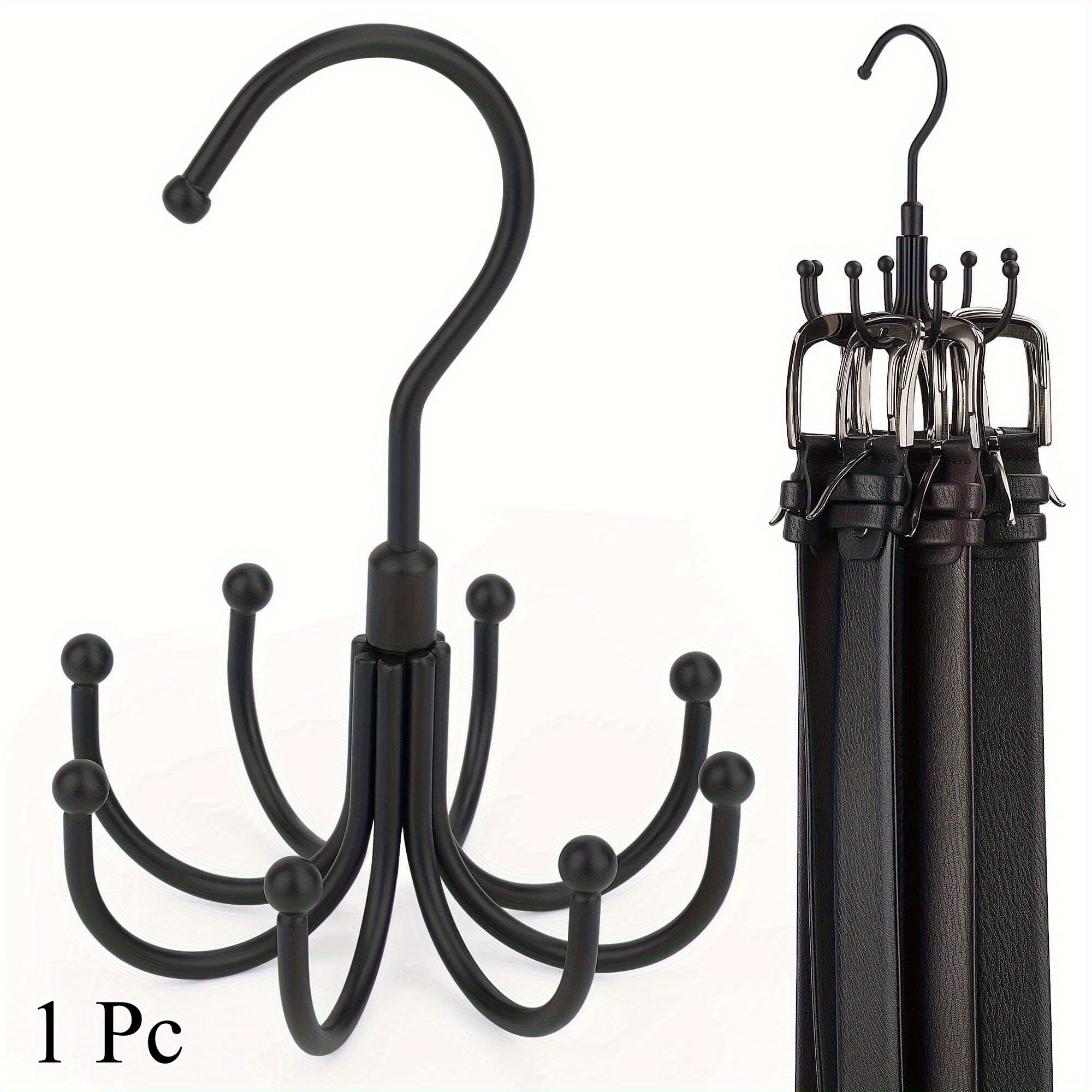 1pc Large Capacity Belt Storage Hanger, Rotatable Hook For Ties, Bras, Socks, Underwear, Vest, Household Storage Organizer, Hanging Storage Hooks, Additions