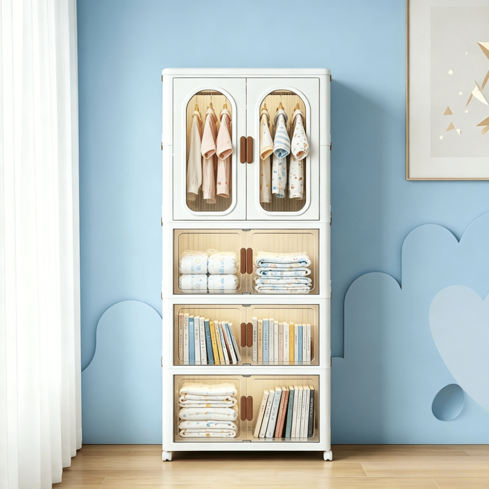 TEMU 60cm/2 Or 60cm/1 Layer Wardrobe And 3-layer Folding Cabinet, Hall Storage Cabinet, Easy To Carry Clothing Storage Cabinet, Dust-proof, Suitable