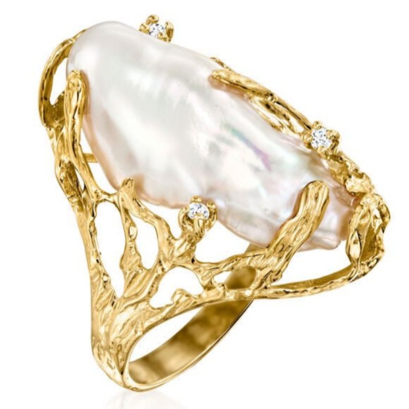 Women's Vintage Golden Long Statement Ring, Elegant Gift