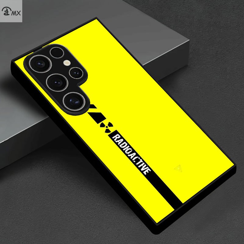 TEMU Phone Case - The Design Features A Yellow Radioactive Warning Stripe Background Suitable For Models Including S25ultra, S25plus, S25edge, S25,