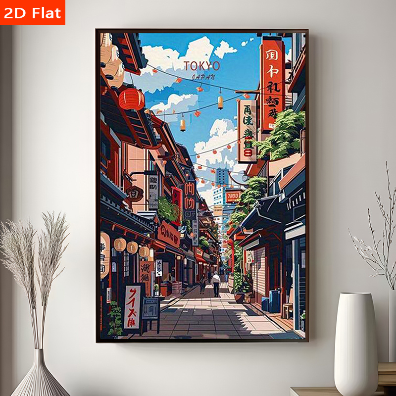 2d flat modern tokyo japan cityscape wall art vertical - Temu Qatar