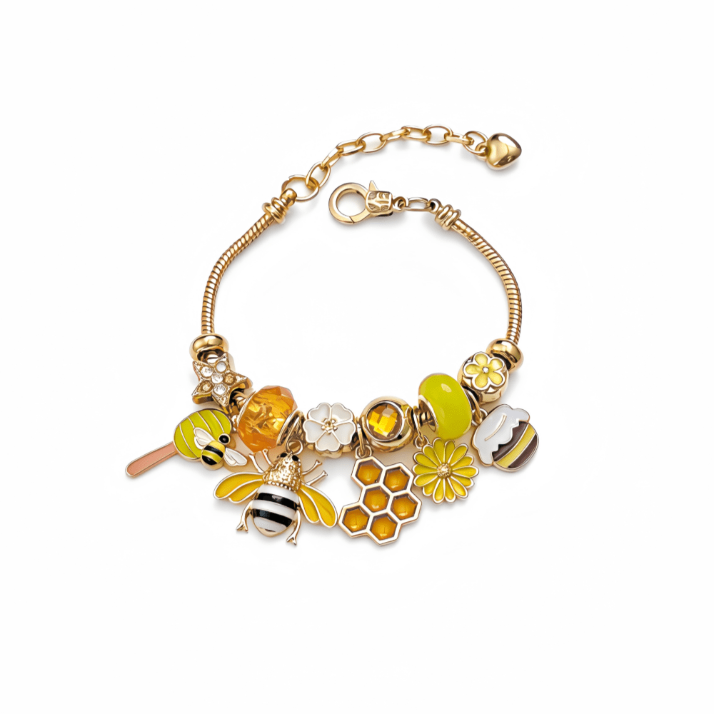 TEMU 1pc Honeycomb Alloy Pendant Bead Bracelet, Light Luxury Golden Snake Bone Chain Bangle, Pendant All-match Best Friend Gift Hand Jewelry, Daily