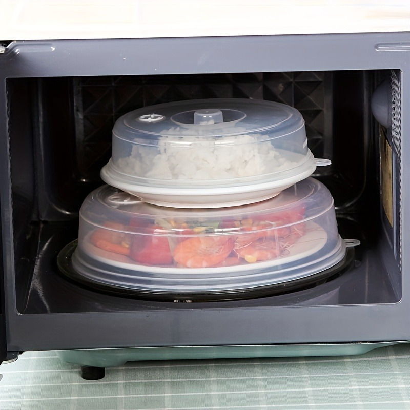 2pcs Splatter Cover For Microwave With Holes - Durable Pvc, Easy To Clean, Perfect For Fridge Bowls, Vegetables, Protects Food And Kitchen From Grease, Microwave Cover, Kitchen Accessory, Easy-