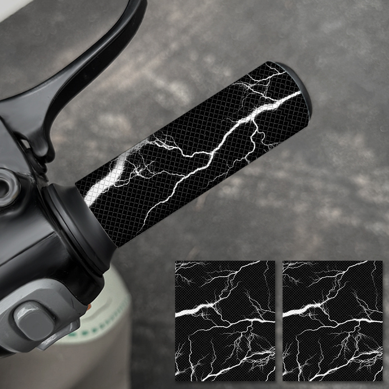 2 bucăți Autocolante pentru Mânere de Motocicletă Lightning, Decalcomanii din Vinil Impermeabile și Antiderapante, Potrivite pentru Biciclete și Scutere Modificate, Potrivire Universală