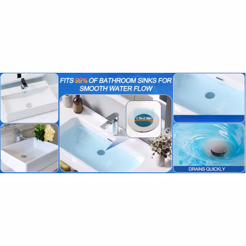set of 2 stainless up sink drain filters with removable baskets suitable for bathtub shower drain covers hair catchers to prevent clogs on replacement plugs for clearing blockages no chemicals needed easy to clean Product details 1