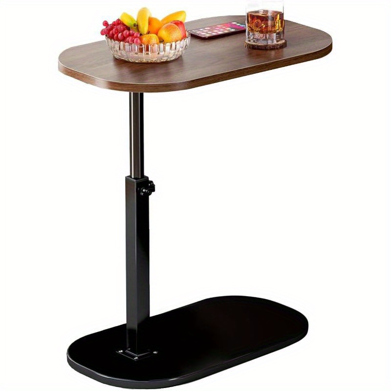 TEMU C Shaped End Table, Adjustable Height Tv Tray, Swivel Couch Side Table That Slides Under (walnut)