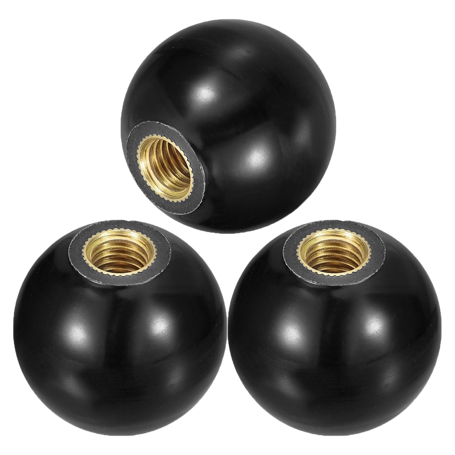TEMU 3pcs Boutons à Bille Filetés Noirs, M8 Bouton à Bille Thermosétabile Fille, Poignées à Bille Rondes de Diamètre avec Insert pour Poignée de de