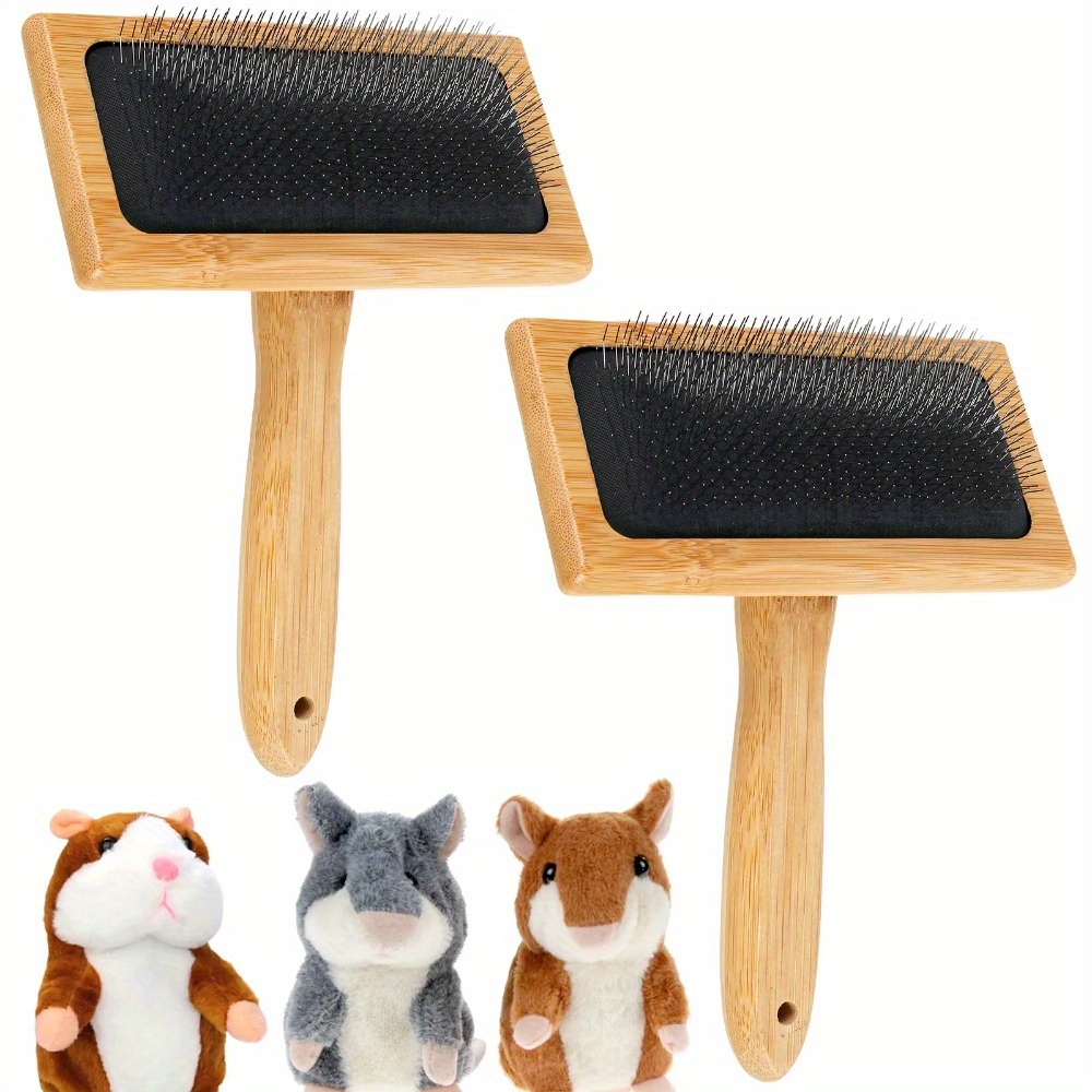 TEMU 2pcs Peigne de cardage, Brosse à main multifonctionnelle avec manche en bambou, Outil de feutrage perforé professionnel