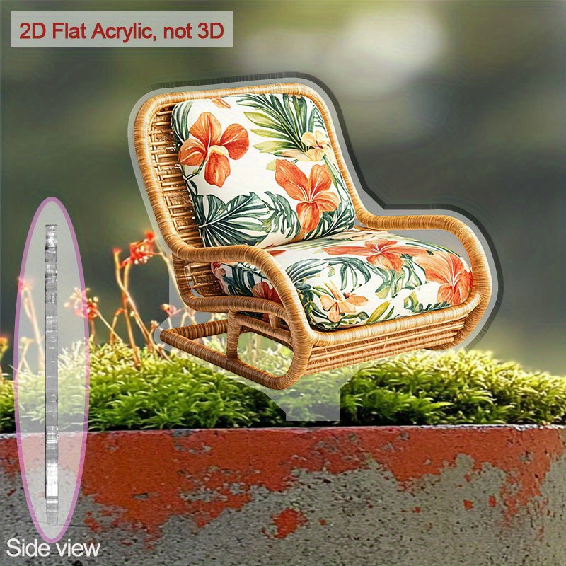 2d flat 1pc 2d flat acrylic rattan lounge chair vibrant Temu - Main Image