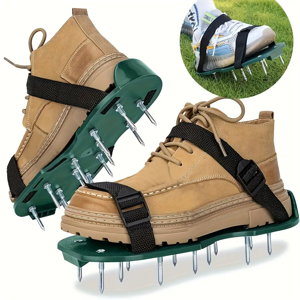 Image of Garden Dredging Shoes, Lawn Spikes, Inflatable Dredging Shoes Suitable For Courtyard Grass, Adjustable, To Install Lawn Punching Shoelaces, Weighted Spike Punching Sandals And Punching Tools