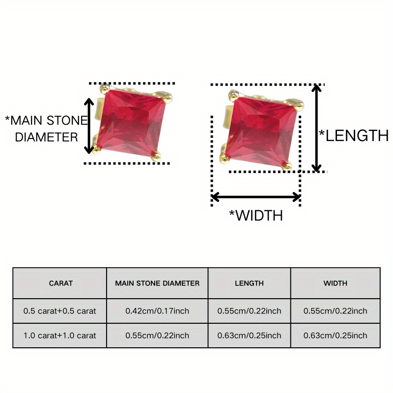 0.5/1 Carat Simple Yet Elegant Princess Square Cut Earrings