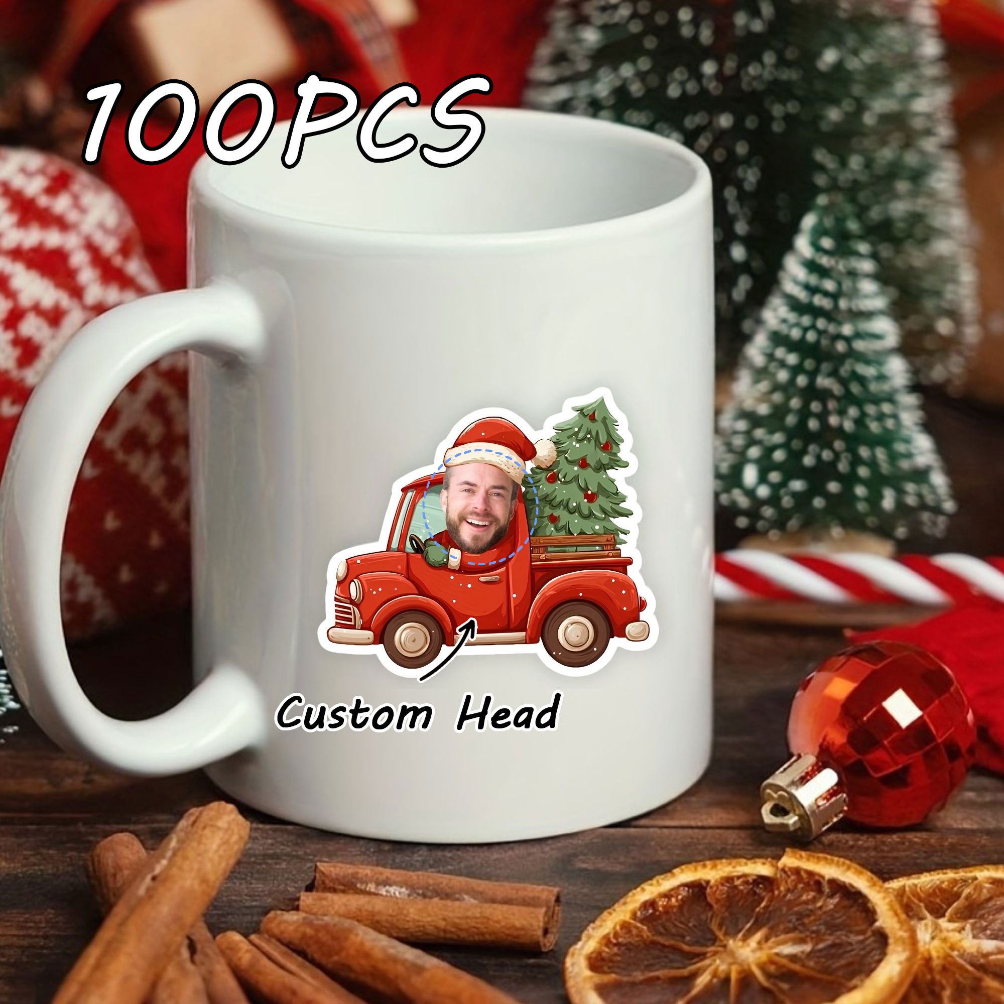 Custom Photo Stickers, Personalized Santa Face Stickers