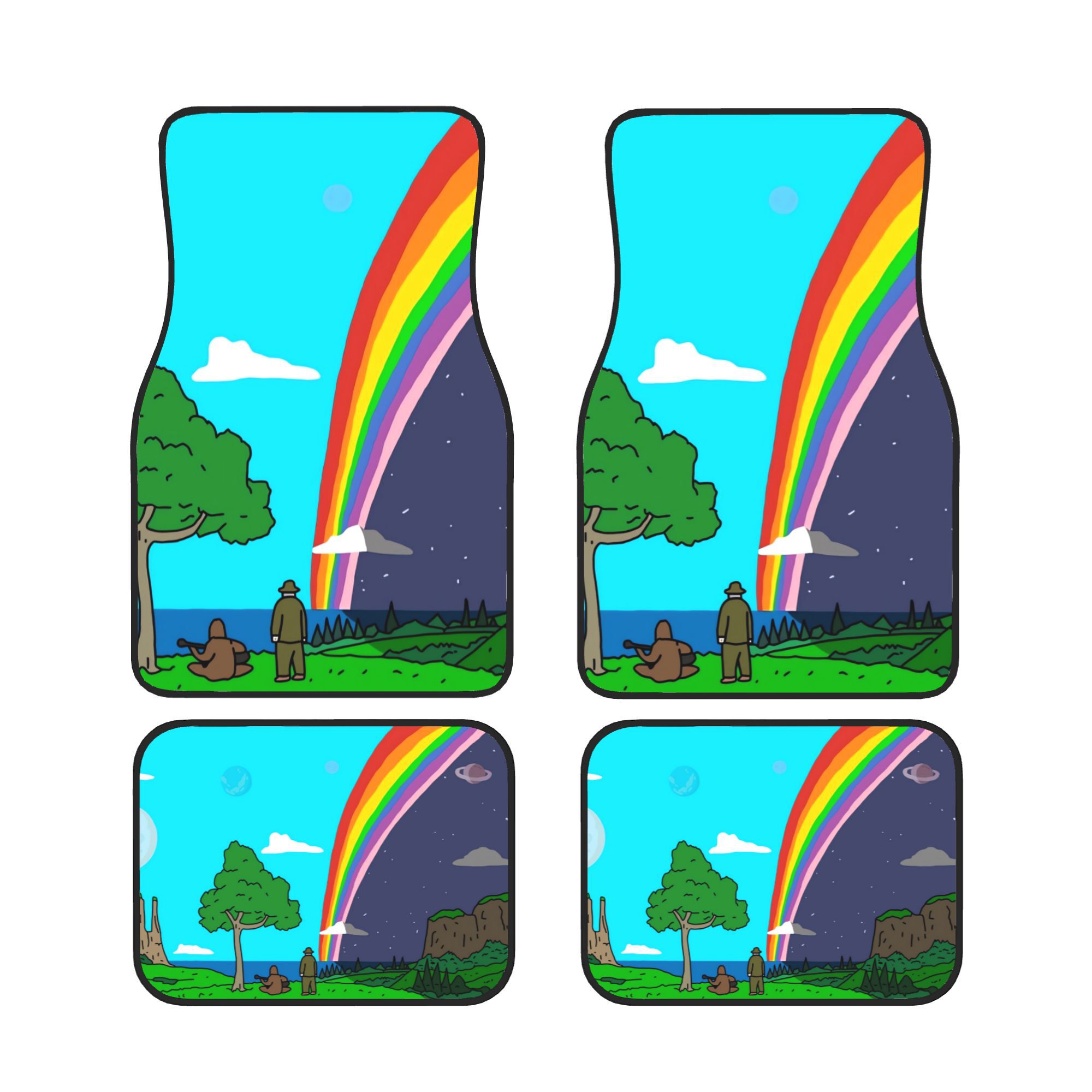 TEMU Big Lez Show Landscape Stylish Car Floor Mats For Front And Rear Seating Areas Bring A Consistent Interior Look Suitable For Use