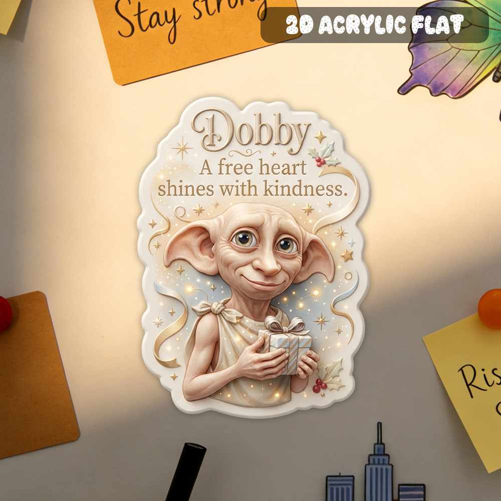 TEMU 1pc Wb Harry Potter Dobby Magnet Suitable For Fridge, Whiteboard & Locker Decor - Retro Dobby Kindness Quote Acrylic Collectible With Iconic,
