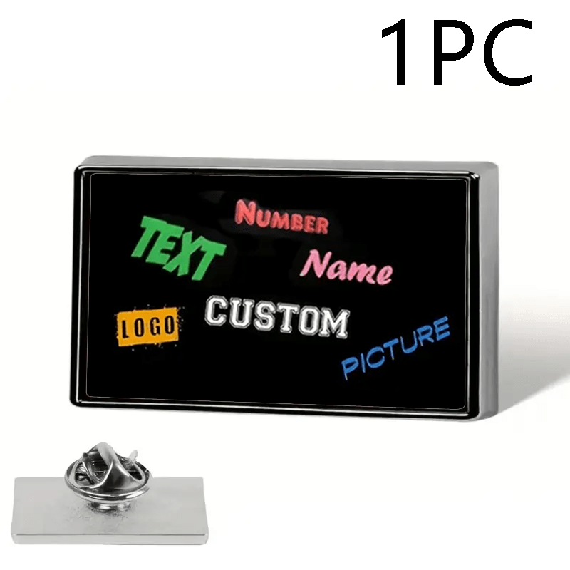 E-shop 2D-flache, anpassbare, hochwertige rechteckige Metallbrosche (2D FLACH) – Personalisiert nach Ihrem Text, Fotos oder Bildern – für Weihnachten,