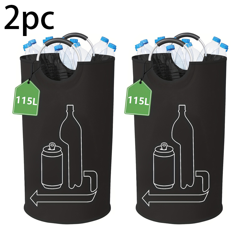 TEMU 2pcs Extra-large 30.4-gallon (115l) Polyester Laundry Baskets/storage Organizers - Collapsible, Bottle-shaped Containers With Eva Handles;