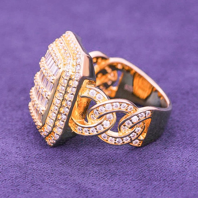 Men's Hip Hop Moissanite Classic Geometric Design Ring