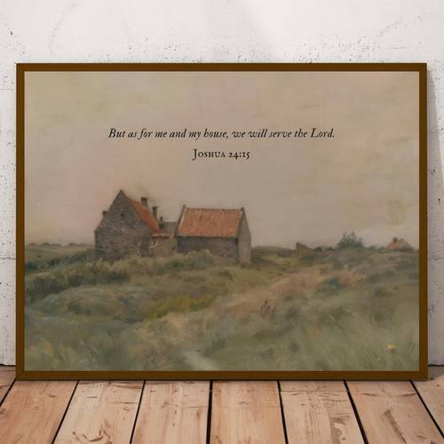Joshua 24:15 Inspirational Canvas Poster - 'As for Me And My House, We Will Serve The Lord' - Frameless Christian Wall Art for Living Room & Bedroom Decor, Perfect Housewarming Gift