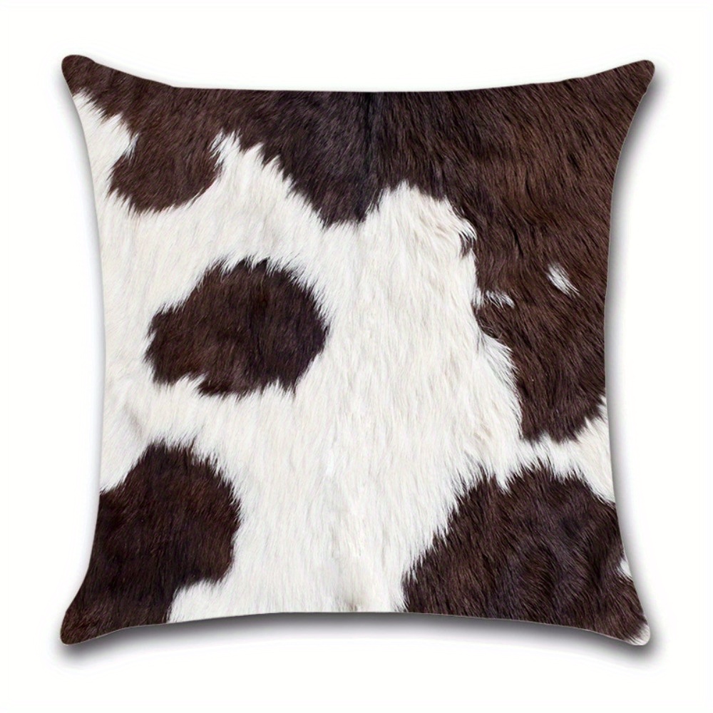 4pcs cow print spotted pattern zipper pillow covers double sided polyester brown   for living room bedroom and sofa decor no insert decorative pillows contemporary style zipper closure decorative pillows for living room Product details 3