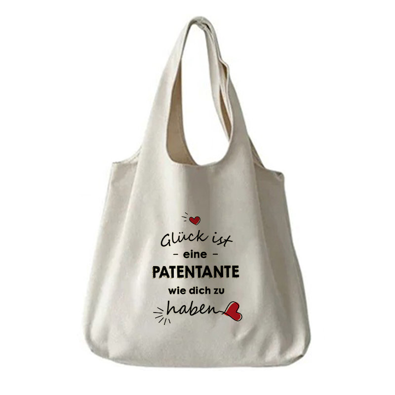 TEMU Glück ist eine GOTTMUTTER wie Sie Muster Tragetasche Literatur Schultertasche Illustration Buchtasche Reise Harajuku Handtasche Geschenk für Sie