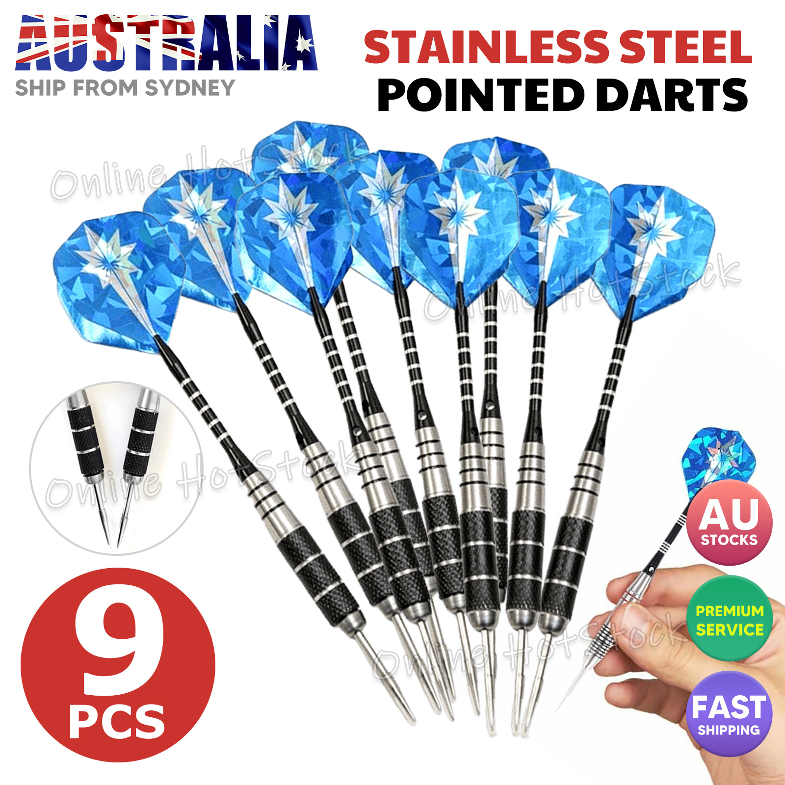 TEMU 9pcs Stainless Steel Tip Darts Aluminum Blue Audexpress
