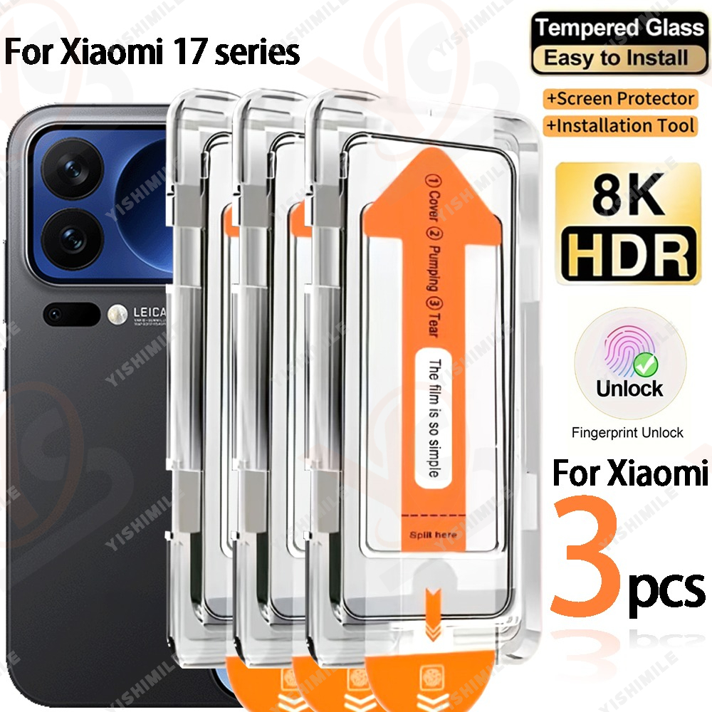 E-shop 3 Stück Ein-Klick-Installation HD Bildschirmschützer für XiaoMi 17 17Pro , staubfrei, kratzfest, fingerabdruckresistent, für datenschutzbewusste