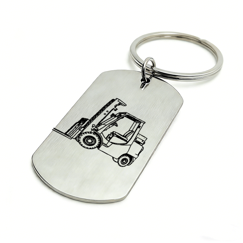 TEMU 1 stuks Metalen Geborsteld Heftruck Lijn Kunst Ontwerp Gepersonaliseerde Sleutelhanger Accessoire