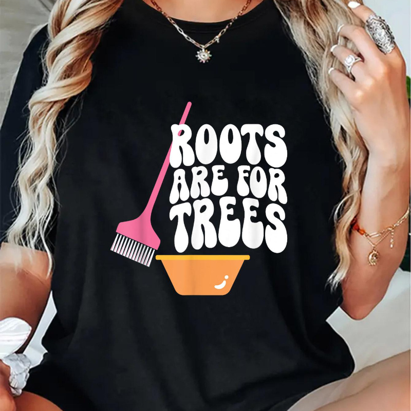 

1pc Women's T- " Are For " , Pattern Tee For /summer/fall - Regular Length Top