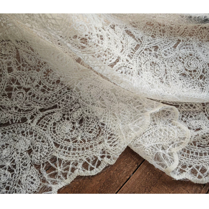 TEMU 1pc Nut Pattern Embroidered Fabric, Width 135cm/53inch, Pre-cut Form, Length 0.5yd, Weight 200gsm, Apricot Color, Non-stretch Designer Fabric,