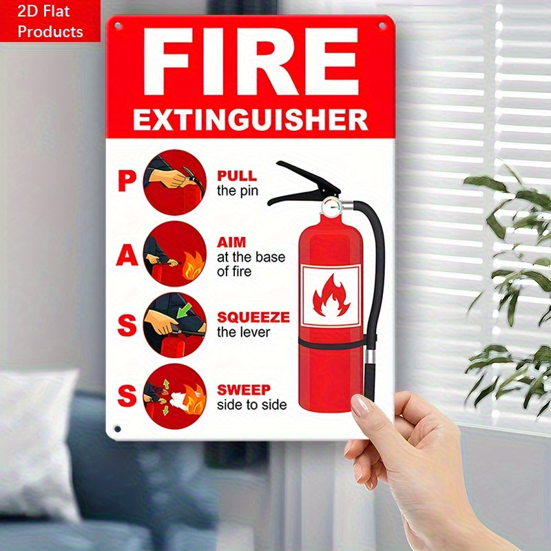 TEMU Vintage Wooden Sign - "how To Use A Fire Extinguisher" - Features Red And White Wall Decor, Suitable For Indoor And Outdoor Use. Bathrooms,