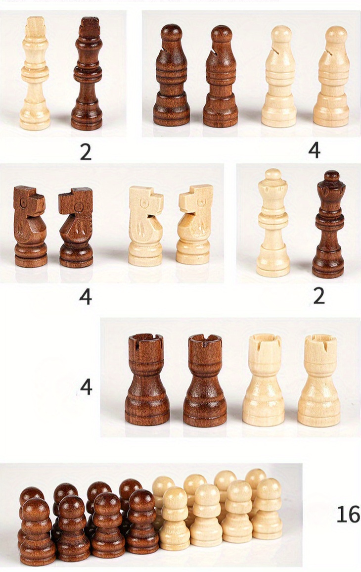 Juego De 32 Piezas De Ajedrez De Madera – Para Principiantes Y Aficionados – Tamaño Variado, Ideal Para Escuela, Oficina O Casa