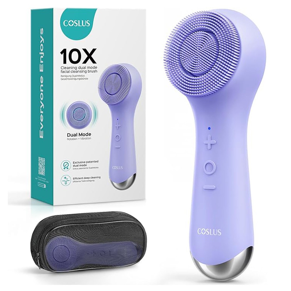 

Face Scrubber Facial Cleansing Brush: 2 In 1 Spin And Vibration Patented Tech, Silicone Electric Scrubber With Automatic Foaming, Face Cleanser Brush For Men And Women, Purple