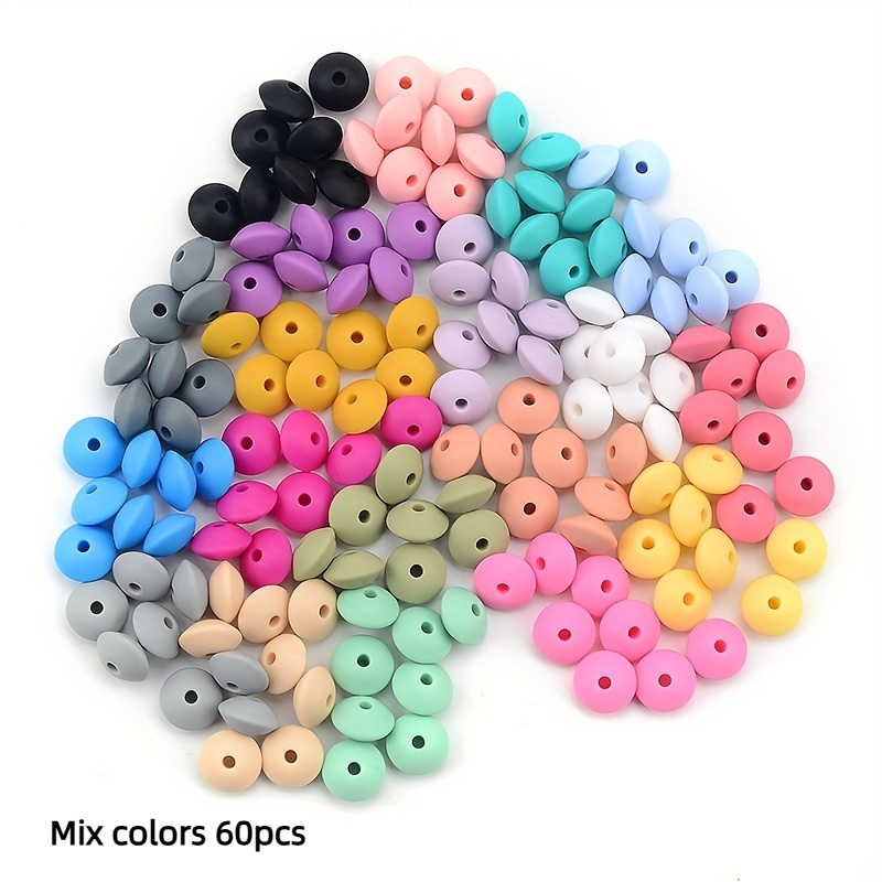 30/60pcs 12mm Silicone Beads - Round Spacer Beads For Diy Keychains, Necklaces, Bracelets And Handicrafts (mixed Colors)