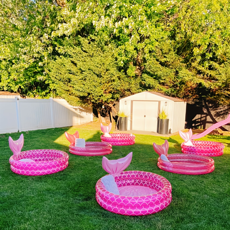 Piscina gonflabilă Sirenă, piscină circulară cu design de solzi de pește, piscină gonflabilă, piscină de petrecere, piscină decorativă, piscină Ocean Ball, material PVC durabil, potrivită pentru curte, petrecere, nuntă, divertisment, grădină și utilizare în aer liber