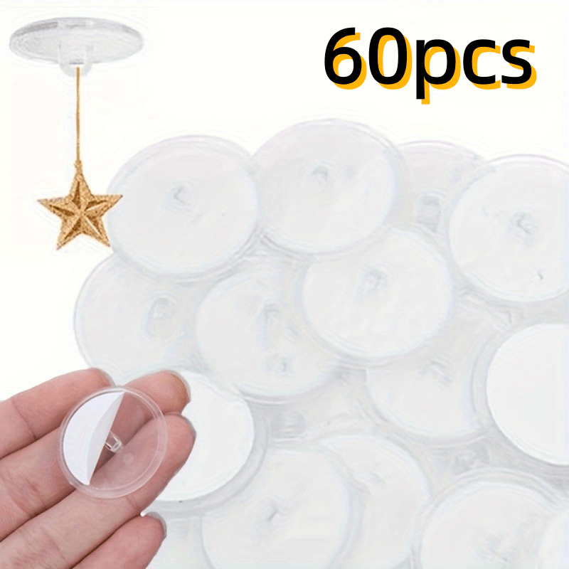 TEMU 60pcs Mini Crochets de Plafond Transparents - Faciles à Installer, Auto-Adhésifs et Trace, Adaptés à la Décoration, les Fêtes, les Bannières de