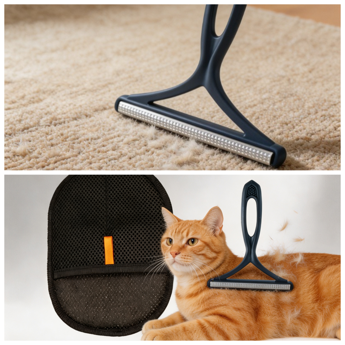 E-shop 2er-Pack wiederverwendbare elektrostatische Tierhaarentferner-Handschuhe, geeignet für Hunde- & Katzenhaare – Tragbare Fusselbürste mit
