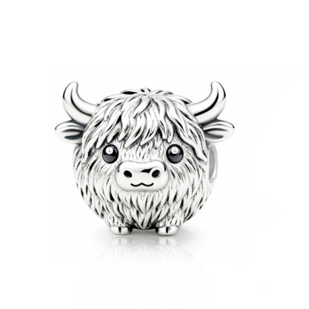 E-shop 1 Stück Silberbeschichtetes Kupfer Niedliches Hochlandrind Anhängerperle Geeignet für Schmuckherstellung Armbänder oder Halsketten für den oder