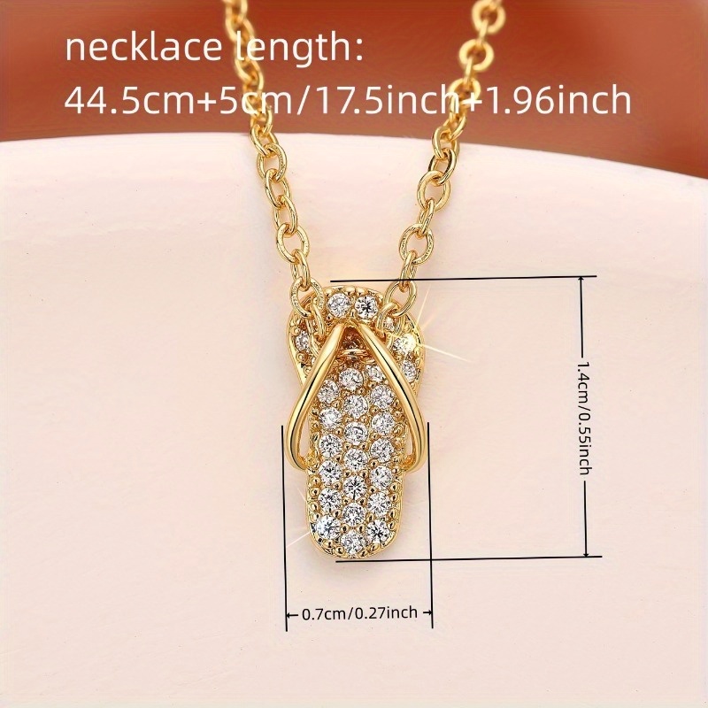 Summer Slippers Pendant Necklace with Zirconia Stones