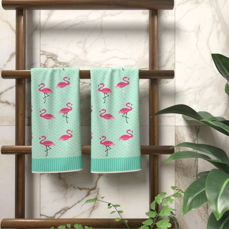 

2pcs Flamingo Pattern Polyester Towels, 18x26 Inch, Super Quick-dry Towels, Contemporary Style, 240 Gsm, For Kitchen, Bathroom, Gym, Home Decor