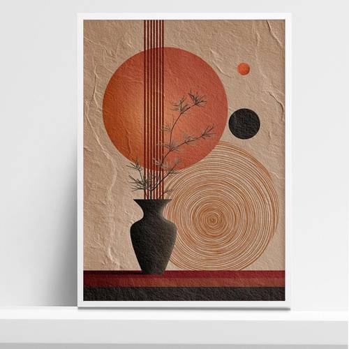 item picture 2d flat 1pc 2d flat frameless japandi vase wall decoration minimalist plant still neutral aesthetic poster canvas wall art suitable for home bedrooms kitchens living rooms bathrooms