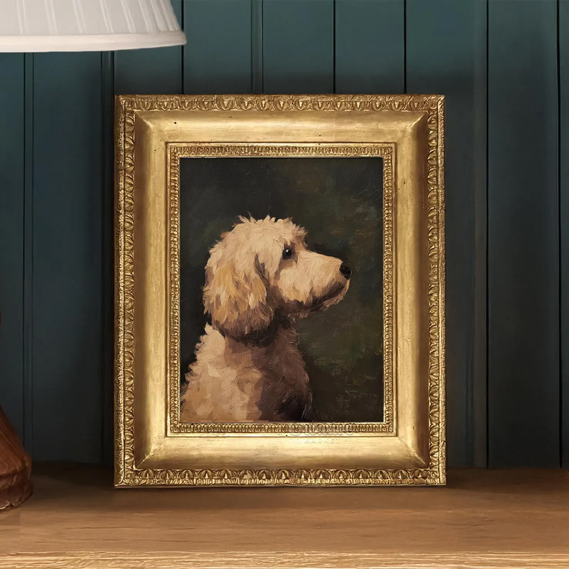 TEMU 1 pièce, Art mural, Affiche vintage, Impression d'art portrait de chien Golden Retriever peinture à l'huile, Peinture sur toile de chien Teddy ,