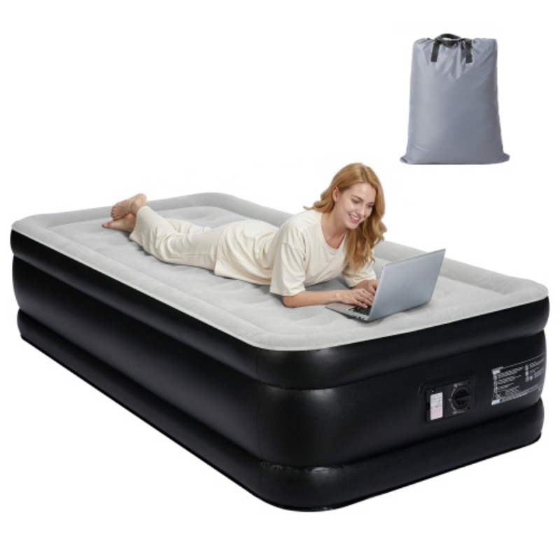 Image of Camping Mattress 80 X 60 X 18in / 75 X 39 X 18in Flocking Top Pvc Edge And Bottom With Cup Holders Carry Bag 250kg/150kg Weight Capacity