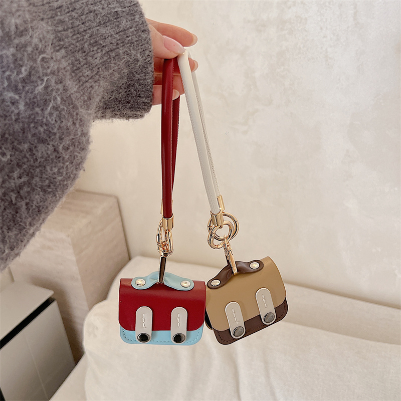 Korean Color-Blocking Backpack Is Suitable for Airpods Pro2/3 Protective Case with Lanyard Suitable for Earphone Shell Second And Third Generation Niche for Airpods 4 Protective Case