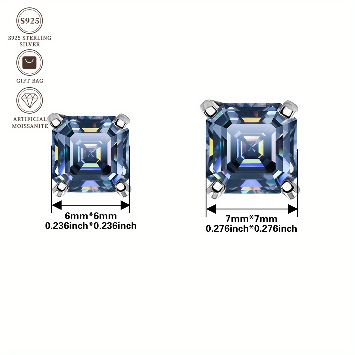 Women's Moissanite 925 Sterling Silver Earrings, Elegant Gift
